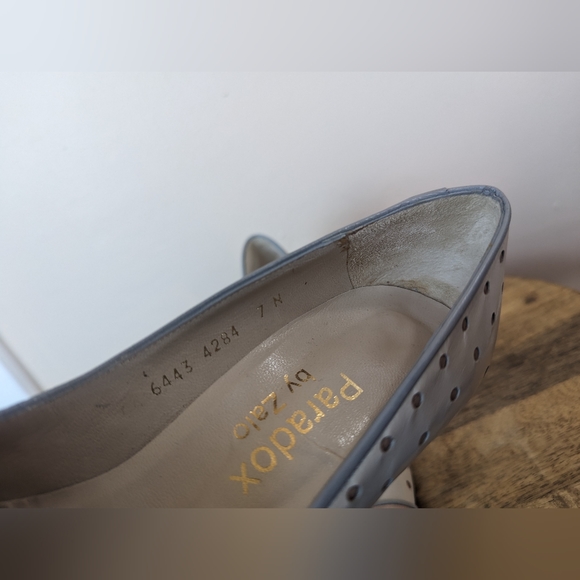 VINTAGE Paradox By Zalo Polka Dot Kitten Heels: Pink, Gray, & Cream (SIZE 7) - Picture 12 of 15